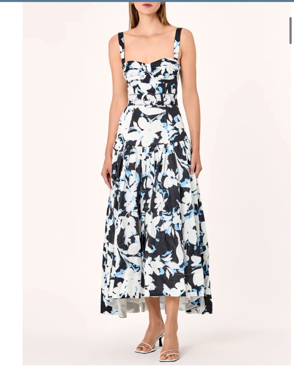 nicholas the label Drenica Midi Dress - Black Blur print Floral midi